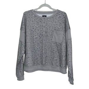 Splendid - Women's Size XL - Grey Seatshirt With Black Polka Dots & White Hearts